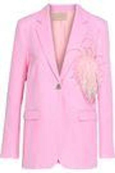 Shop Christopher Kane Embellished Wool-crepe Blazer In Baby Pink