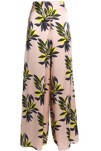 Shop Roksanda Bohri Floral-print Silk-satin Wide-leg Pants In Blush