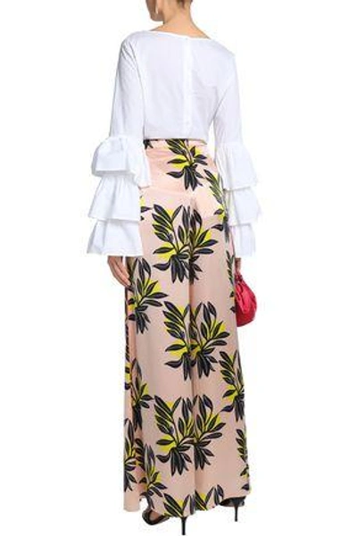 Shop Roksanda Bohri Floral-print Silk-satin Wide-leg Pants In Blush