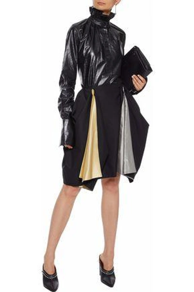 Shop Jw Anderson J.w.anderson Woman Metallic Satin-paneled Wool-twill Skirt Black