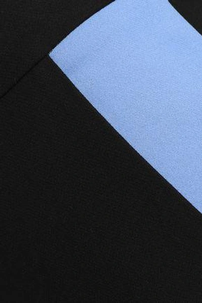 Shop Amanda Wakeley Woman Pixel Two-tone Crepe Straight-leg Pants Black