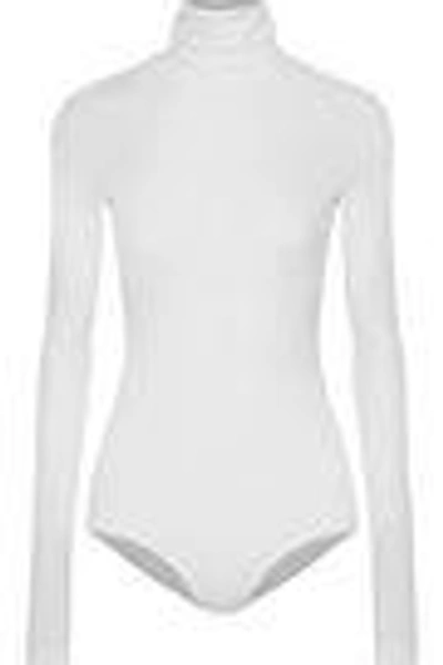 Shop Alix Woman Varick Ribbed Modal Turtleneck Bodysuit White