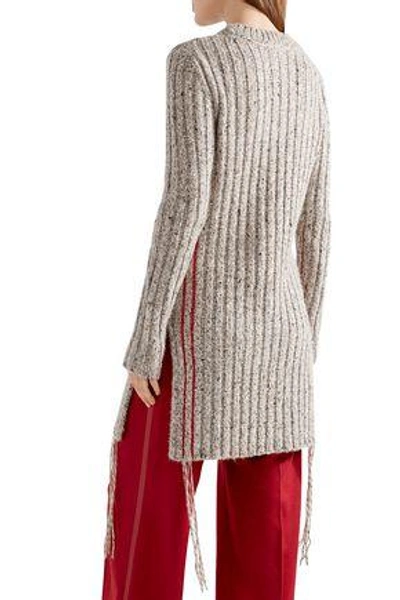 Shop The Row Woman Ribbed Marled Cashmere Sweater Neutral