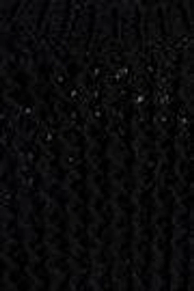 Shop James Perse Woman Open-knit Cotton And Linen-blend Sweater Black