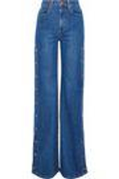 Shop Alice And Olivia Ao. La By Alice + Olivia Woman Gorgeous Snap-detailed High-rise Wide-leg Jeans Mid Denim