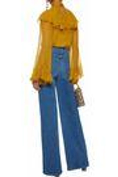 Shop Alice And Olivia Ao. La By Alice + Olivia Woman Gorgeous Snap-detailed High-rise Wide-leg Jeans Mid Denim