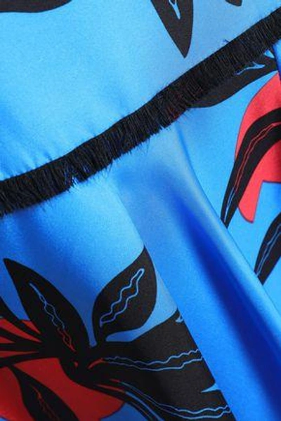 Shop Roksanda Woman Printed Silk-satin Midi Skirt Blue