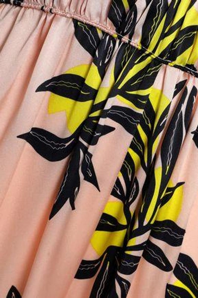 Shop Roksanda Woman Gathered Printed Silk-satin Jumpsuit Blush