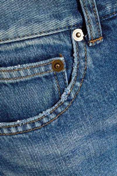 Shop Saint Laurent Woman Faded High-rise Straight-leg Jeans Blue