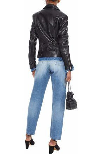 Shop Saint Laurent Woman Faded High-rise Straight-leg Jeans Blue