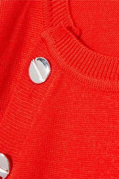 Shop Altuzarra Woman Minamoto Button-detailed Merino Wool Sweater Tomato Red