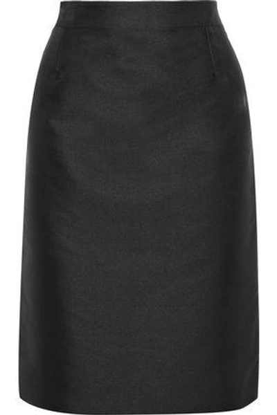 Shop Carolina Herrera Duchesse-satin Pencil Skirt In Black