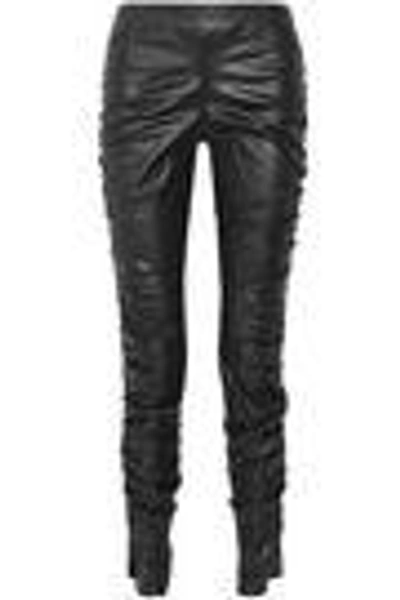 Shop The Row Orshen Ruched Leather Leggings In Black