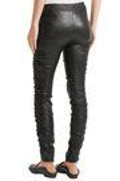 Shop The Row Orshen Ruched Leather Leggings In Black