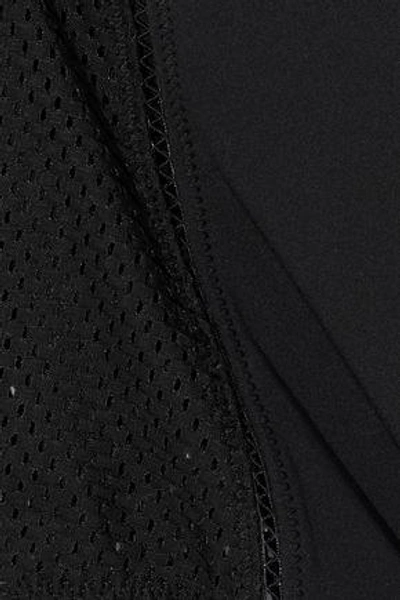 Shop Stella Mccartney Woman Lattice-trimmed Mesh-paneled Stretch-knit Bodysuit Black
