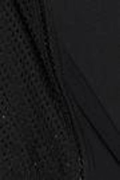 Shop Stella Mccartney Woman Lattice-trimmed Mesh-paneled Stretch-knit Bodysuit Black