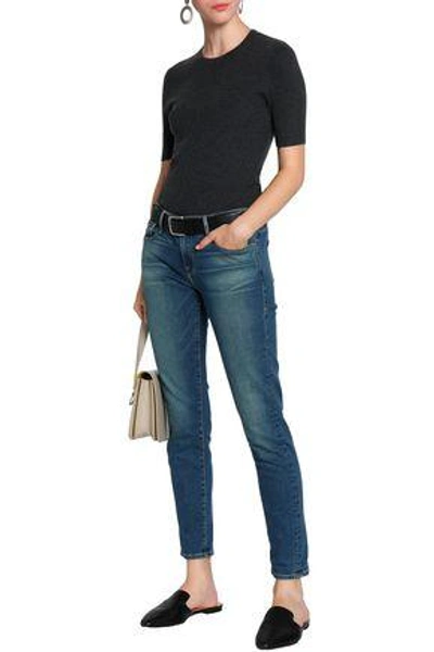 Shop Frame Faded Mid-rise Straight-leg Jeans In Mid Denim