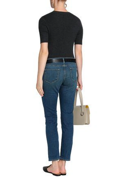 Frame Faded Mid-rise Straight-leg Jeans In Mid Denim