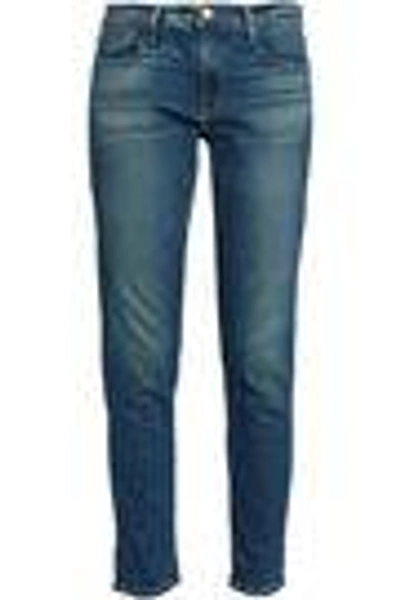 Frame Faded Mid-rise Straight-leg Jeans In Mid Denim
