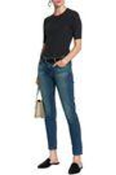 Frame Faded Mid-rise Straight-leg Jeans In Mid Denim