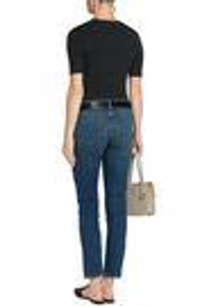 Shop Frame Faded Mid-rise Straight-leg Jeans In Mid Denim