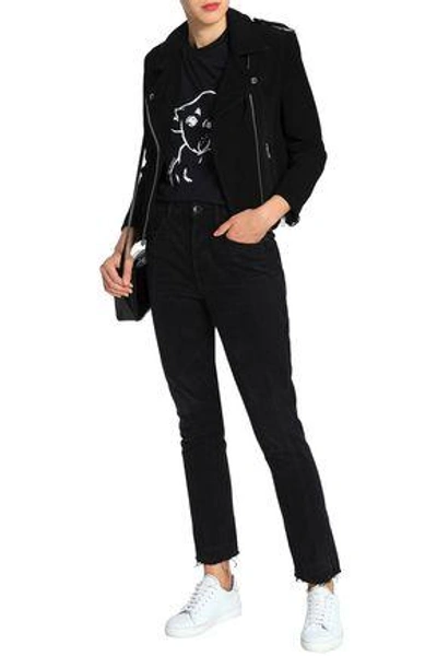 Shop Oak Rider Suede Biker Jacket In Black