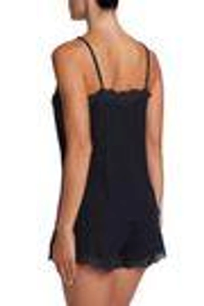 Shop Stella Mccartney Woman Lace-trimmed Ribbed Jersey Camisole Midnight Blue