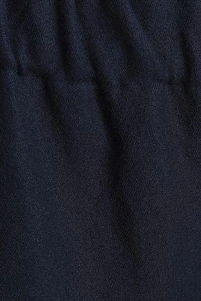 Shop Marni Linen And Wool-blend Twill Tapered Pants In Navy