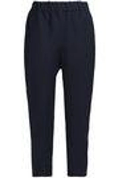 Shop Marni Linen And Wool-blend Twill Tapered Pants In Navy