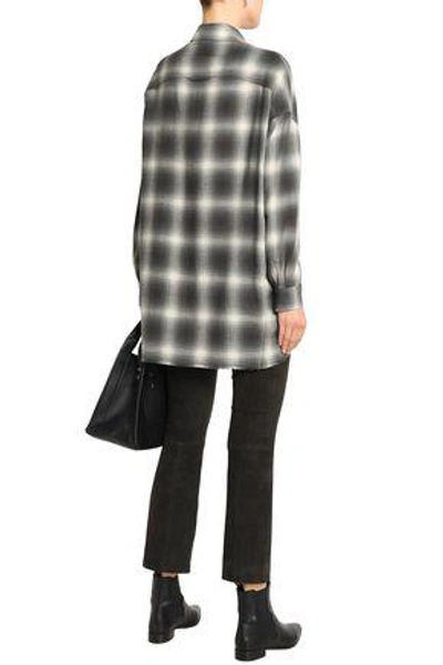 Shop Vince Checked Cotton And Wool-blend Flannel Shirt In Grey Green