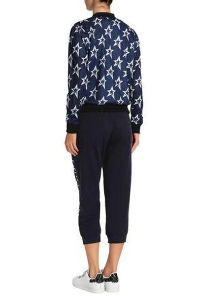 Shop Perfect Moment Printed Mesh Bomber Jacket In Navy