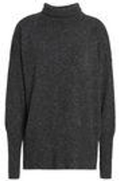 Shop Autumn Cashmere Woman Marled Cashmere Turtleneck Sweater Charcoal