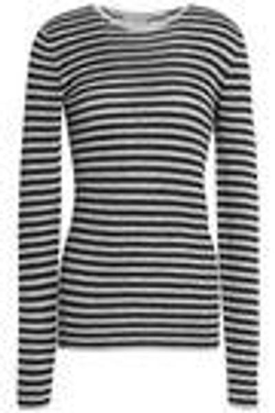 Shop Vince Striped Cashmere Sweater In Gray