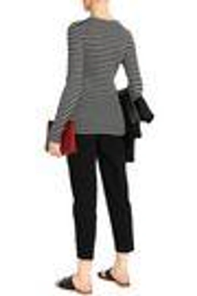 Shop Vince Striped Cashmere Sweater In Gray