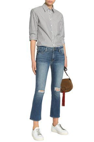 Shop Frame Woman Distressed Mid-rise Kick-flare Jeans Mid Denim