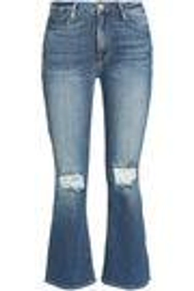 Shop Frame Woman Distressed Mid-rise Kick-flare Jeans Mid Denim