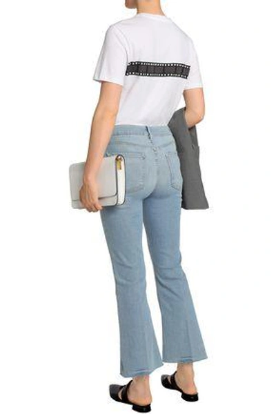 Shop Frame Woman Faded High-rise Kick-flare Jeans Light Denim