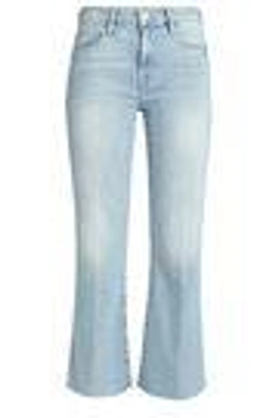 Shop Frame Woman Faded High-rise Kick-flare Jeans Light Denim