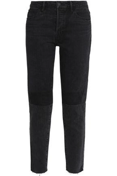 Shop Helmut Lang Cropped High-rise Slim-leg Jeans In Charcoal