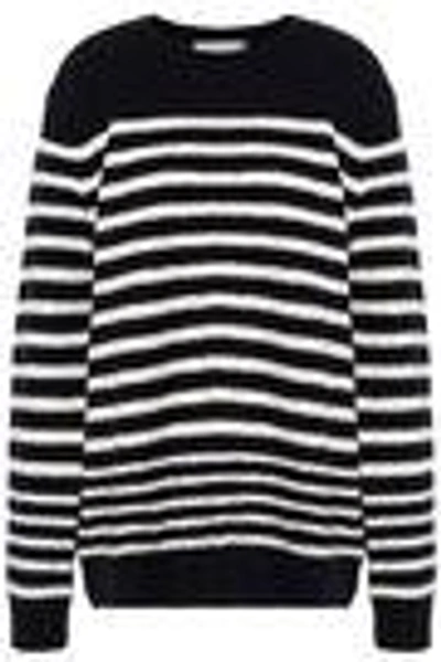 Shop Vince Striped Wool-blend Sweater In Midnight Blue