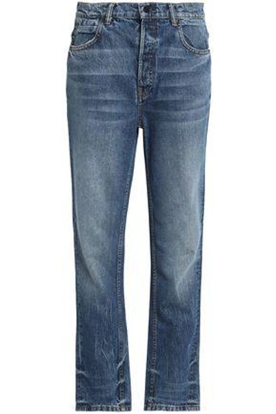 Shop Alexander Wang Faded Mid-rise Straight-leg Jeans In Mid Denim