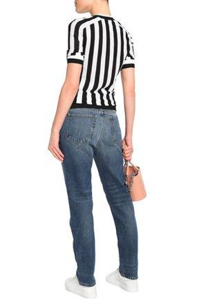 Shop Alexander Wang Faded Mid-rise Straight-leg Jeans In Mid Denim