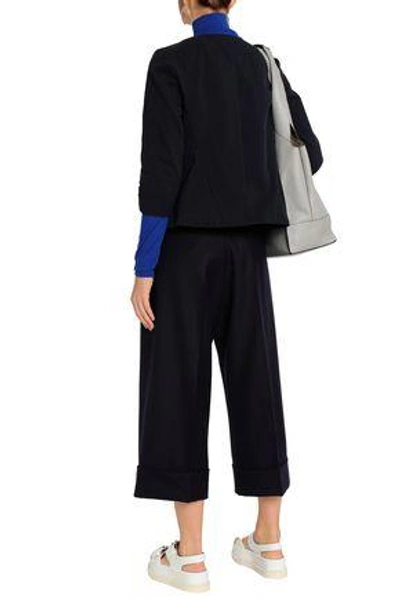 Shop Marni Woman Wool Wide-leg Pants Midnight Blue