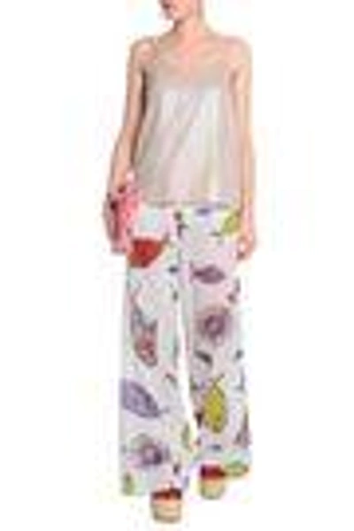 Shop Emilio Pucci Printed Ramie And Cotton-blend Mousseline Wide-leg Pants In White