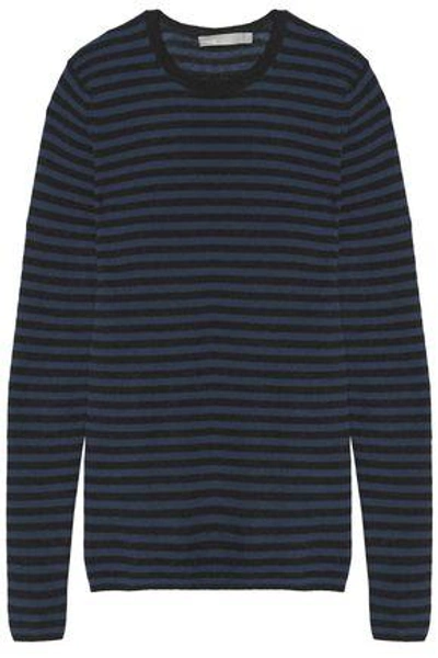 Shop Vince Striped Cashmere Sweater In Navy