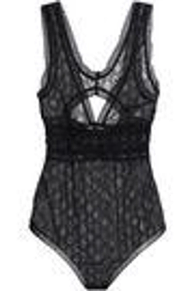 Shop Stella Mccartney Jasmine Inspiring Cutout Lace Bodysuit In Black