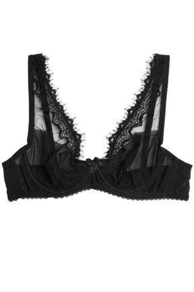 Shop Mimi Holliday By Damaris Woman Lace-trimmed Tulle Underwired Bra Black