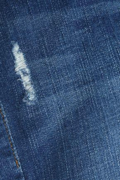Shop Frame Distressed Mid-rise Kick-flare Jeans In Dark Denim