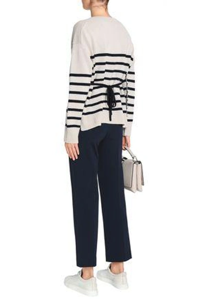 Shop Vince Tie-back Striped Cashmere Sweater In Neutral