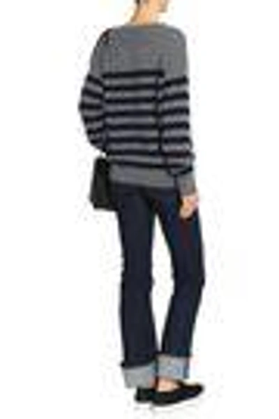 Shop Vince Striped Cashmere Sweater In Gray